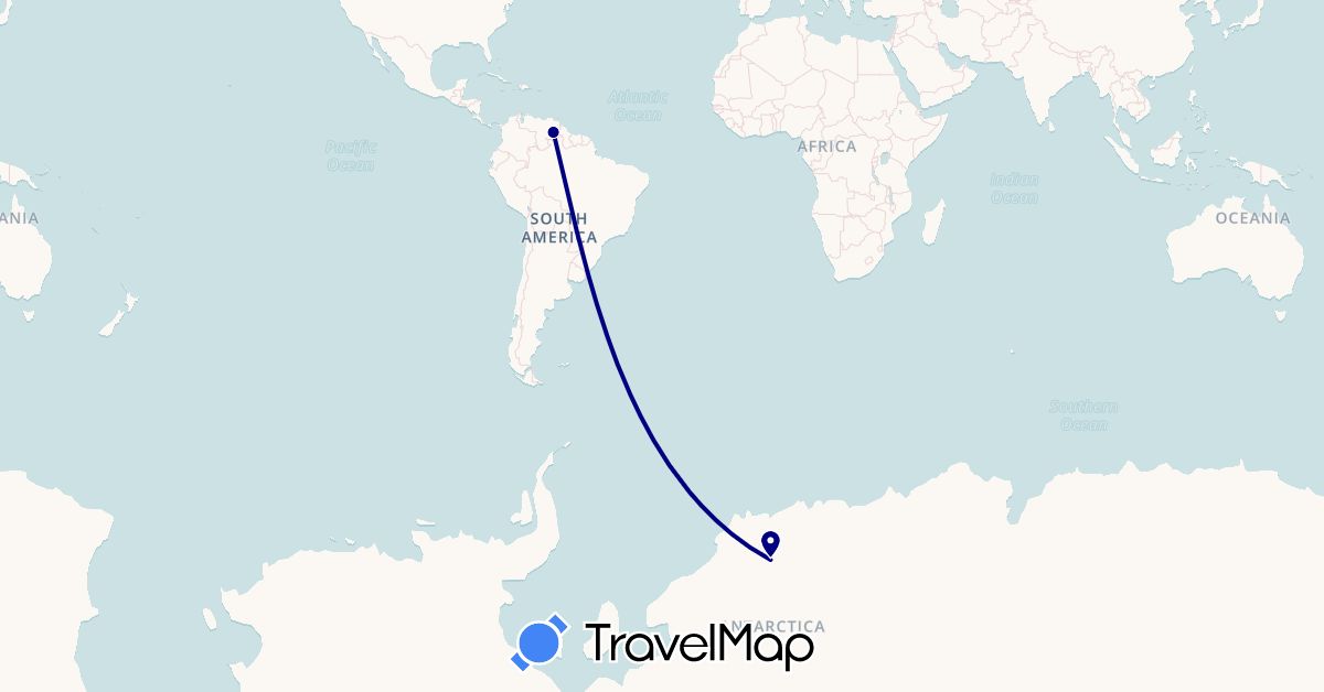 TravelMap itinerary: driving in Antarctica, Venezuela (Antarctica, South America)
